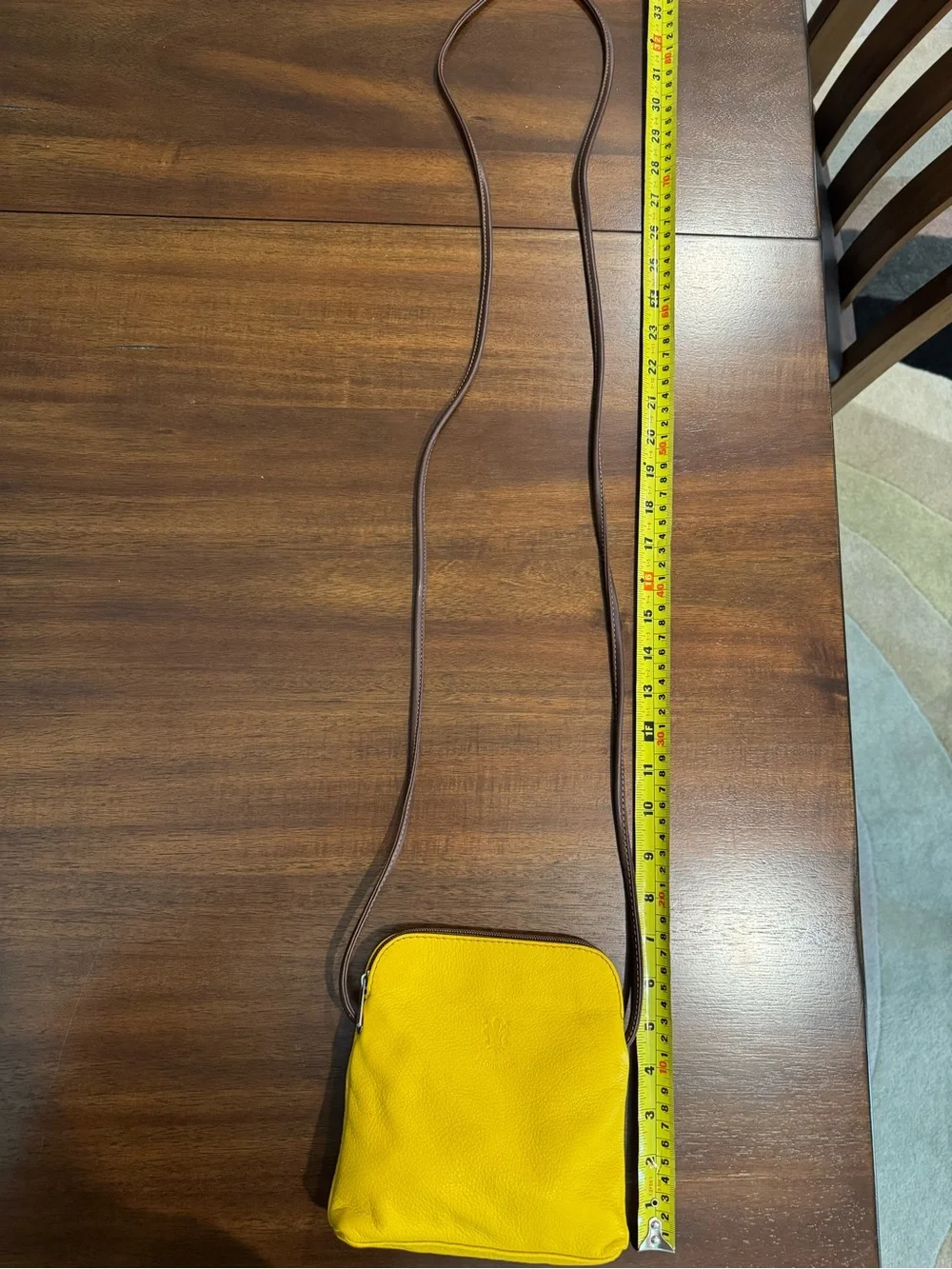 Florence Italy Yellow Pebbled Leather Crossbody Bag Gold Florentine Lily Logo
